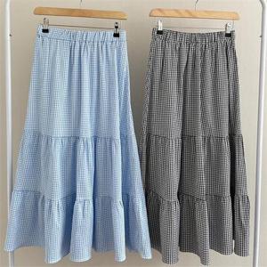 [강물처럼]빅사이즈사랑해요 G912L205 체크통밴딩셔링스커트 CR