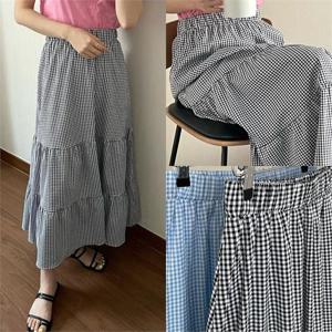 [강물처럼]위쉬몰 CR 체크패턴셔링롱스커트(G912H205) 빅사이즈