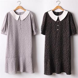 [강물처럼]위쉬몰 LT 카라플라워반팔원피스(I665H205) 빅사이즈