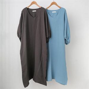 [강물처럼]빅사이즈사랑해요 G884L205 브이넥옆트임롱원피스 TG