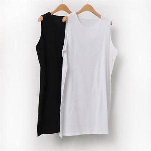 [강물처럼]빅사이즈사랑해요 9203L205 와이드넥 딥슬릿 나시 WW