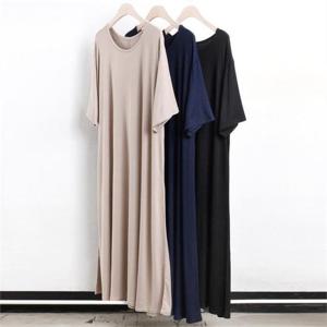 [강물처럼]빅사이즈사랑해요 2361L205 무지 스판 롱 원피스 WW (