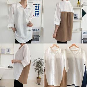 [강물처럼]위쉬몰 BS 오픈카라뒷면배색남방(G871H205) 빅사이즈