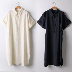 [강물처럼]위쉬몰 BE 롤업소매셔츠롱원피스(I611H205) 빅사이즈