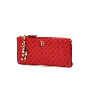 선물포장  (DCWA6E538R2) 레드 DD로고 포인트 소가죽 슬림 2단 장지갑