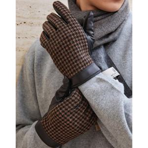 선물포장  (DCGV5F570W3) 브라운 하운드투스체크 가죽 장갑