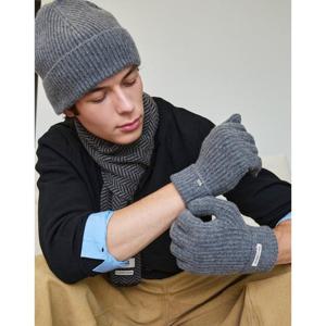 선물포장  (DCGV5F830G3) 그레이 닥스 로고 캐시미어 남성 장갑