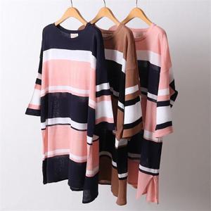 [강물처럼]빅사이즈사랑해요 D366L205 박시단가라니트반팔티 RM