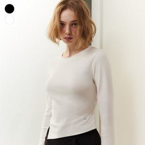 [게스(진)]여성 백리본 언발란스 골지 긴팔 T OP1K5393