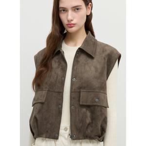 [쉬즈미스]스웨이드 카라 집업 베스트 SWWVTP32010