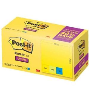 3M 포스트잇 팩 강한점착용 SSN-654-15 점착식 메모지/76x76mm 90매x15개 팩(1개입)