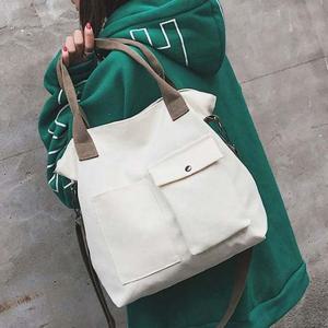 캔버스백 앞포켓 크로스 토트백 에코백 천가방 데일리