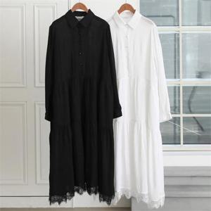 [강물처럼]빅사이즈사랑해요 G671L203 레이스밑단카라원피스 WB