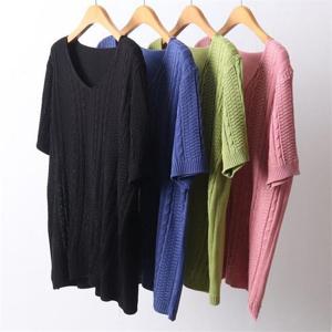 [강물처럼]빅사이즈사랑해요 D249L203 니트V넥꽈배기반팔티 EB (