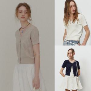 [플랙진] 여성 여름 크로셰 반팔 니트 가디건 PWTF2CDL27W