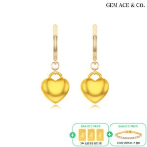 제메이스 24K순금 볼륨 하트 귀걸이+24K순금 3종+5캐럿 테니스팔찌