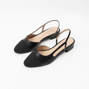[신난다슈]여성 슬링백힐 3cm 슬링백 구두 플랫 펌프스 단화 투톤 낮은굽 SKE242814 블랙