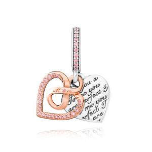 판도라 782641C01 인피니티 하트 더블 펜던트 겸 댕글 투톤 참