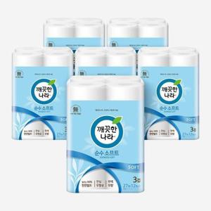 깨끗한나라 순수소프트 화장지 27m 12롤 x 6팩