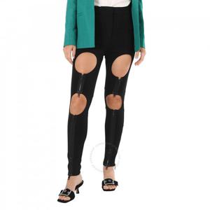 버버리 레이디스 블랙 컷아웃 지퍼 디테일 스키니 진 4567686