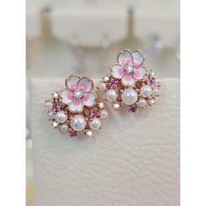 볼라레 세이브존03 볼라레 노비아플라워 진주꽃송이 은침귀걸이(핑크) AGSSS1607AG