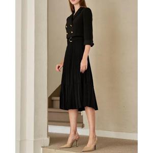 르니앤맥코이 세이브존05 더블버튼 밸티드 플리츠 원피스 MK10OP200