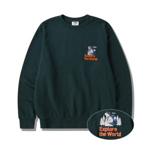 [지프]공용) 백팩 멘 곰 레터링 그린 베이지 맨투맨 티셔츠 JP4TSU817