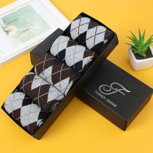 아가일 체크 남성 중목 양말 5켤레 가을 겨울 데일리