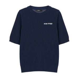 [에이비에프지]심플 레터링 디테일 라운드넥 반팔 니트 APY4QWZ1J