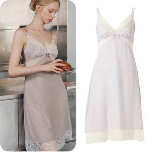 [비너스]오르화 풀슬립 원피스 산뜻한 배색의 자수와 부드러운 폴리쉬폰원단 OFS5917