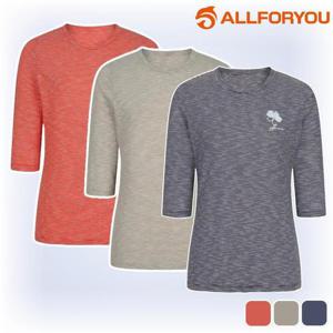 올포유 티셔츠 라운드 줄무늬 7부 여름 여성