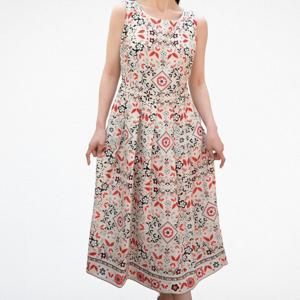 [비꼴리끄]린넨 프린트 민소매 원피스 B252WO2090