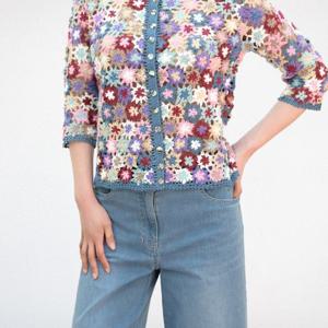 [비꼴리끄]꽃 뜨개 니트 가디건 B252KC3010