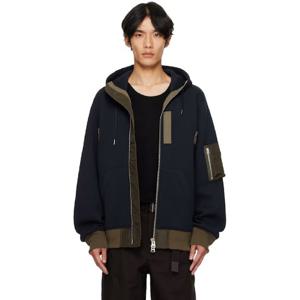 사카이 점퍼 네이비 스펀지 스웨트 후디 252445M175012