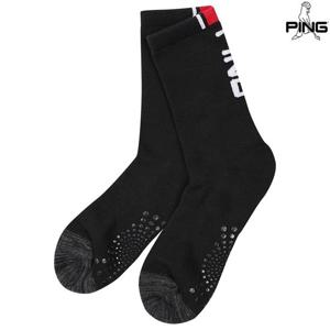 남성 로고 배색 포인트 중목 양말 111E3SC003_BK