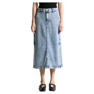 [타미진] LIVE T32F6NFS11TWL1 여성 하이 맥시 롱 스판 데님 스커트