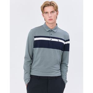 헤지스 골프 남성 24FW 스테디셀러로고 스트라이프 긴팔 폴로 티셔츠 (GRAY) WPTS4D702G2