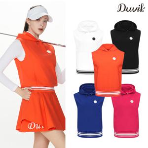 듀빅 여성 세미 오버핏 우븐 후드 베스트 DF2WTV146