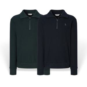 [헤지스] 남성 골지패턴 하프집업 맨투맨 HZTS5D404