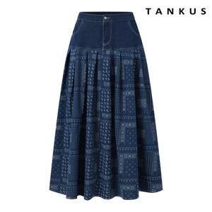 [탱커스]페이즐리 데님 플레어 스커트  TX3SK006L0