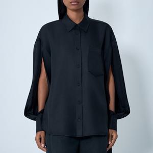 26 SS 알렉산더 왕 슬래쉬 슬리브 버튼 다운 실크 셔츠 1WC4251152 001