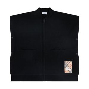 키즈 체크 라벨 울 케이프 블랙 8101865