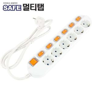 SAFE 멀티탭 NM-650SFS 6구 개별 접지 5m 국내생 정규격 전기용품 안전 과부하차단기내장