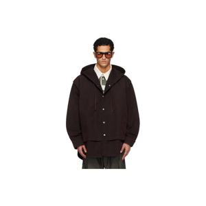 아크네 재킷 버건디 레이어드 후드 재킷 252129M180005