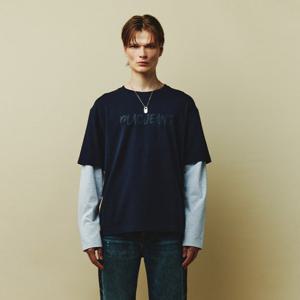 [플랙진]남성 레이어드 롱 슬리브 로고 티셔츠 (PWTH3RLL47M)