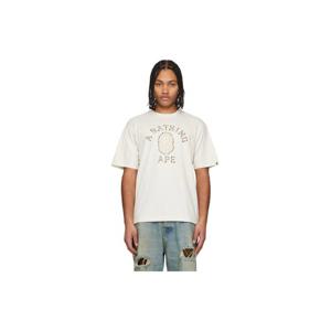 BAPE 티셔츠 오프 화이트 컬러 스톤 컬리지 루즈 핏 티셔츠 252546M213215
