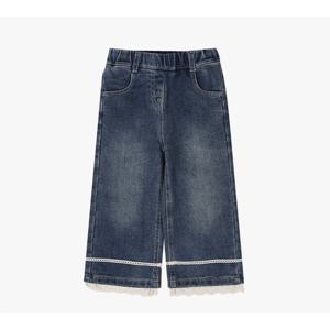 [치크(키즈)]레이스 배색 와이드 기모 데님 CKTJ25T80