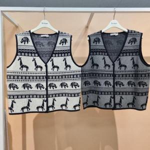 라티움 HC34 앞오픈형싸개단추코끼리숏짧은니트조끼 T2611VT02