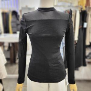 [밸리걸]시스루 배색 망사 긴팔 티셔츠 803760