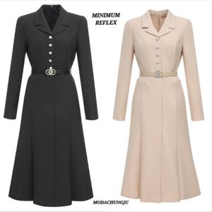 [미니멈]MD 카라넥 버튼 포인트 머메이드 원피스  MD MYAAWO1180